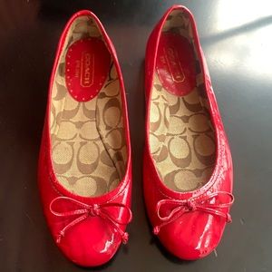 Coach Pink Patent Leather Ballet Flats, Size 6.5